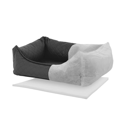 Hondenmand ca.100x80x25cm Skai leather check grey