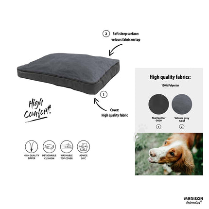 Hondenmand ca.100x80x25cm Skai leather check grey