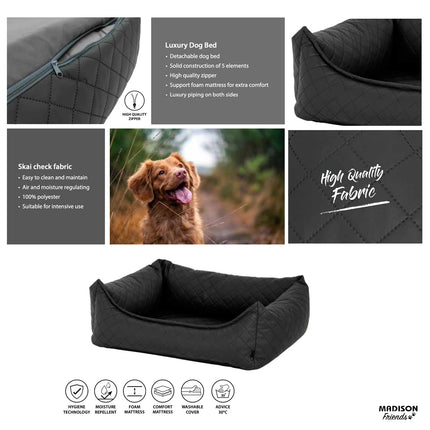 Hondenmand ca.120x95x28cm Skai leather check grey