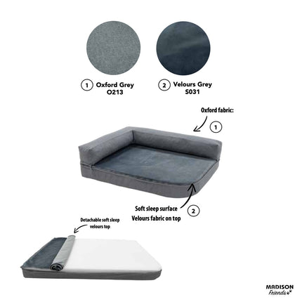 Hondenmand Royal small wasbaar ca.80x60x23cm Oxford grijs