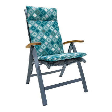 Kussen hoog universeel ca.120x50cm Outdoor Grids sea blue