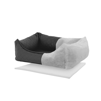 Hondenmand ca.80x67x22cm Skai leather check grey