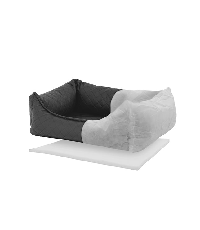 Hondenmand ca.80x67x22cm Skai leather check grey