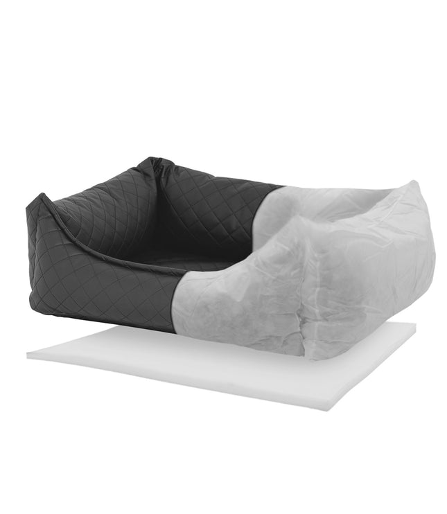 Hondenmand ca.120x95x28cm Skai leather check grey